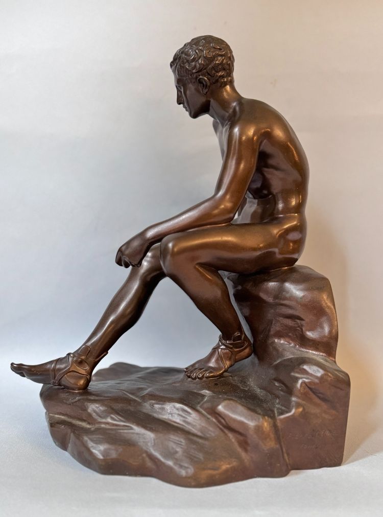 Bronze sculpture ''Hermès assis'' or ''Mercure au repos'' Barbedienne