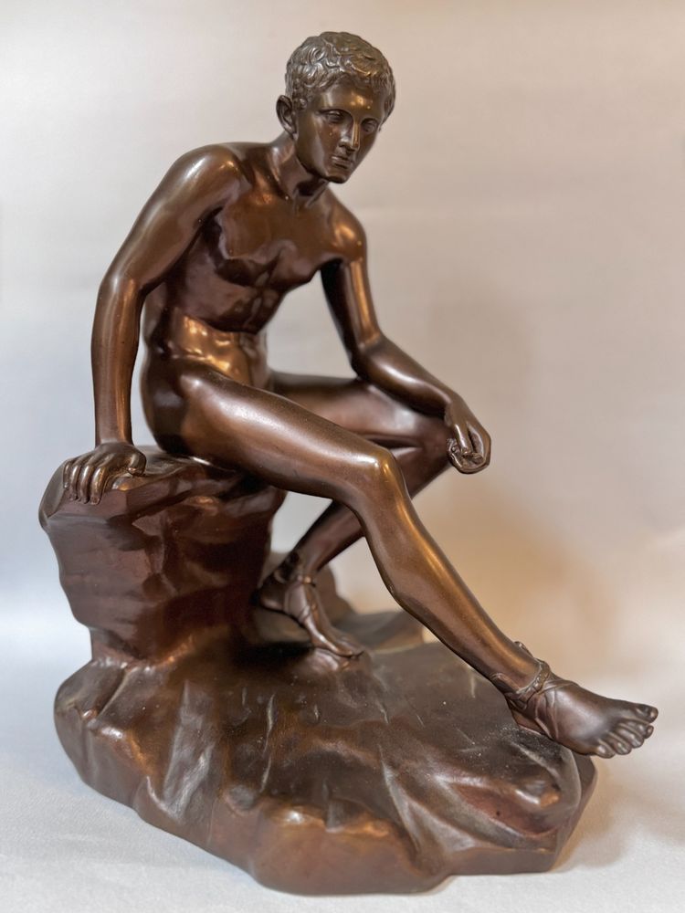 Bronze sculpture ''Hermès assis'' or ''Mercure au repos'' Barbedienne