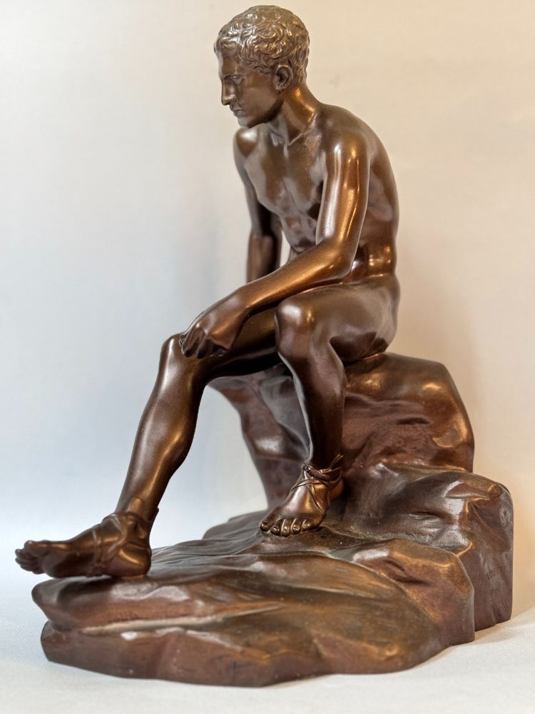 Bronze sculpture ''Hermès assis'' or ''Mercure au repos'' Barbedienne