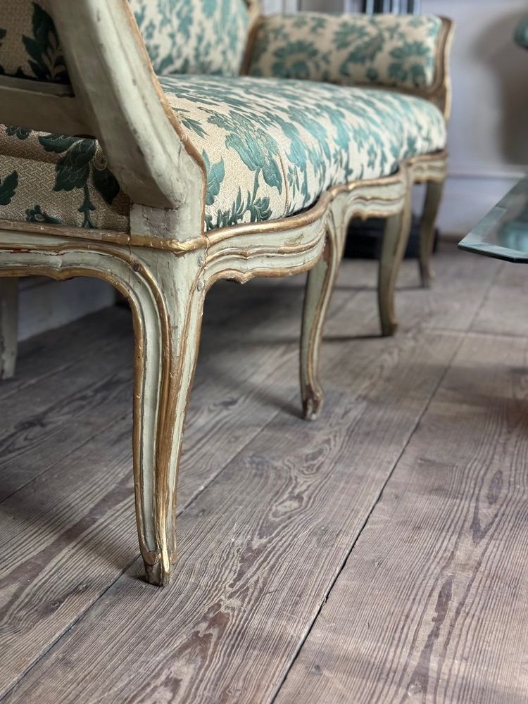 Banquette En Bois Peint Et Doré, Venise XVIIIème Siècle