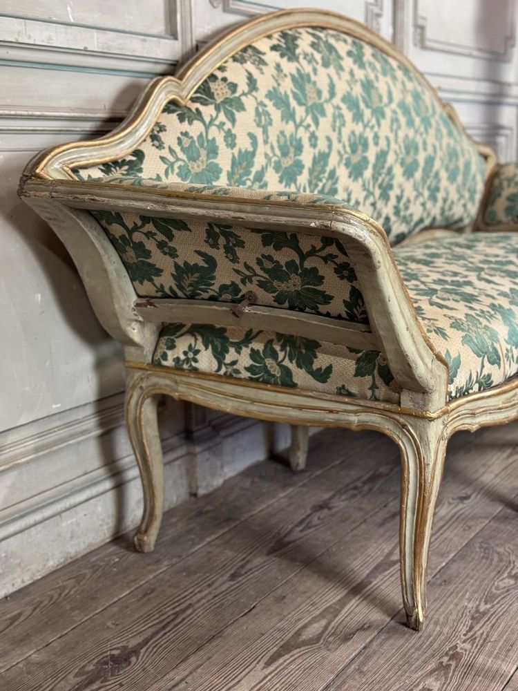 Banquette En Bois Peint Et Doré, Venise XVIIIème Siècle