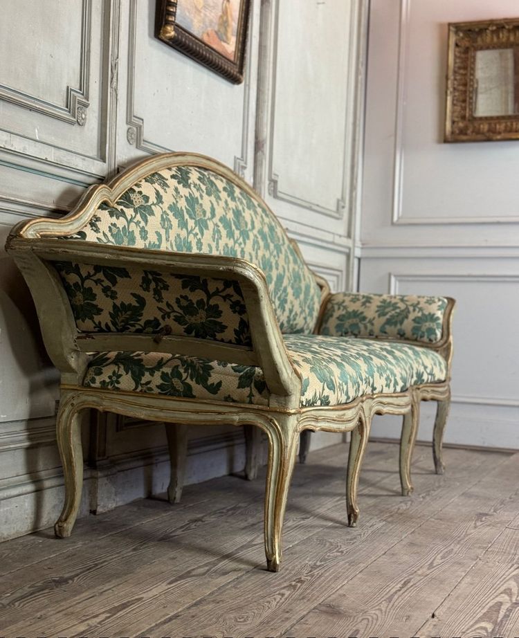 Banquette En Bois Peint Et Doré, Venise XVIIIème Siècle