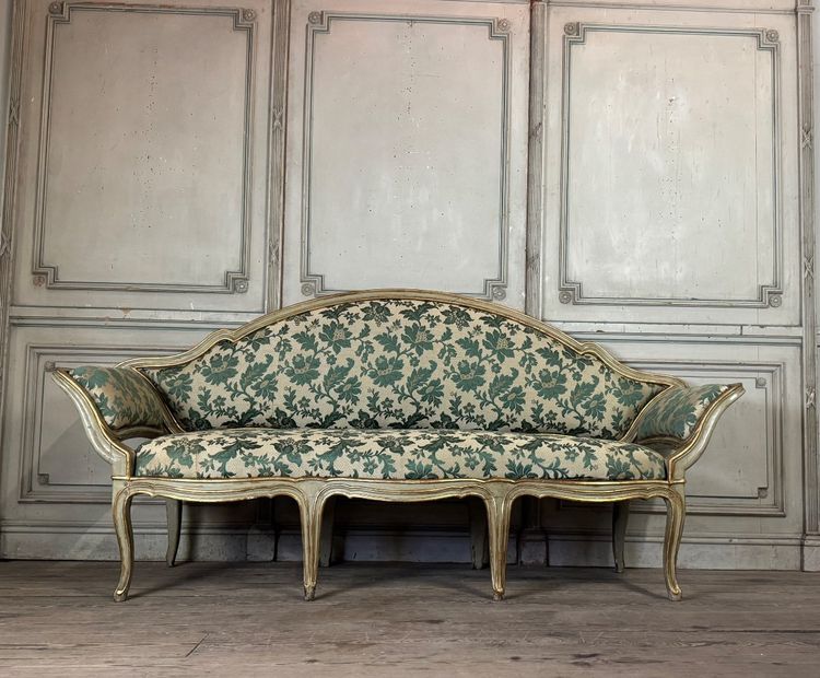 Banquette En Bois Peint Et Doré, Venise XVIIIème Siècle