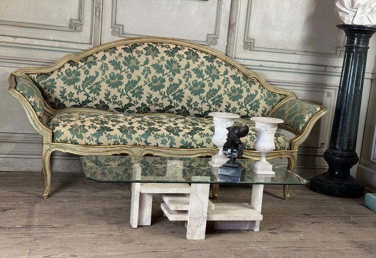Banquette En Bois Peint Et Doré, Venise XVIIIème Siècle