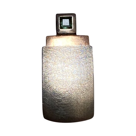 PENDENTIF ARGENT MASSIF OR TOURMALINE 