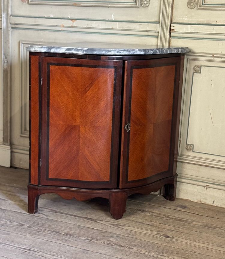 Paire De Consoles,  Placage D’acajou Et Bois De Rose, Marbre Bleu Turquin, XVIIIème Siècle