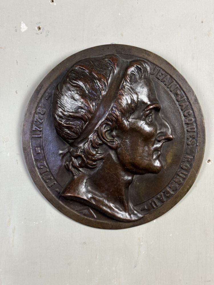Paire De Médaillons En Bronze, Rouget De Lille Et J.j Rousseau