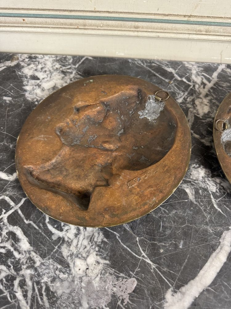 Paire De Médaillons En Bronze, Rouget De Lille Et J.j Rousseau