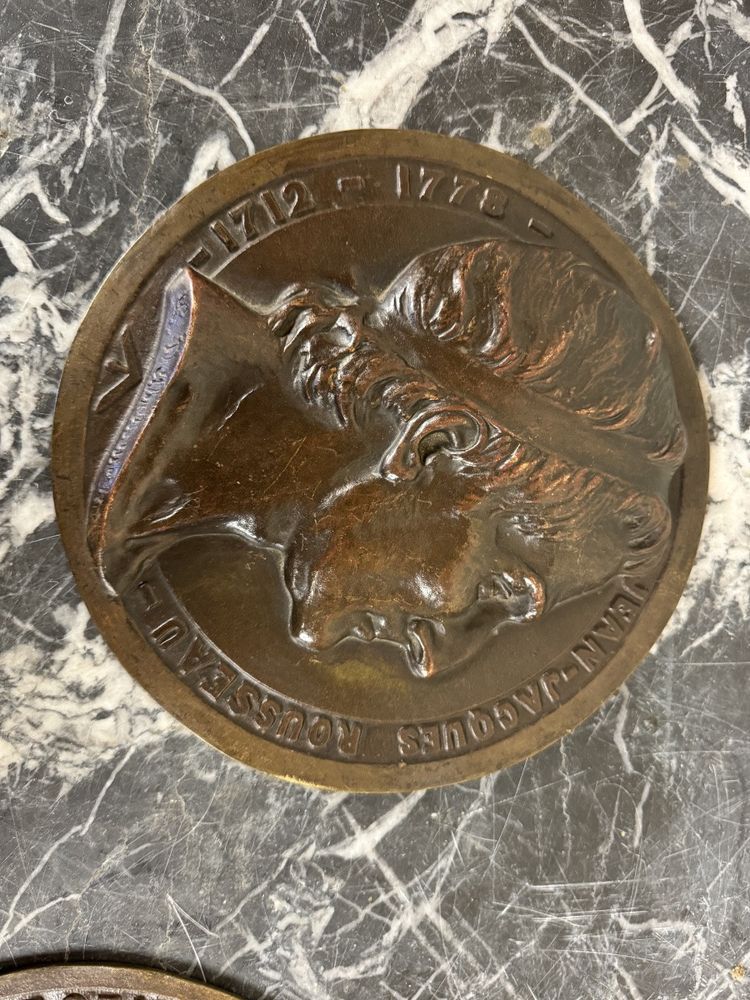 Paire De Médaillons En Bronze, Rouget De Lille Et J.j Rousseau