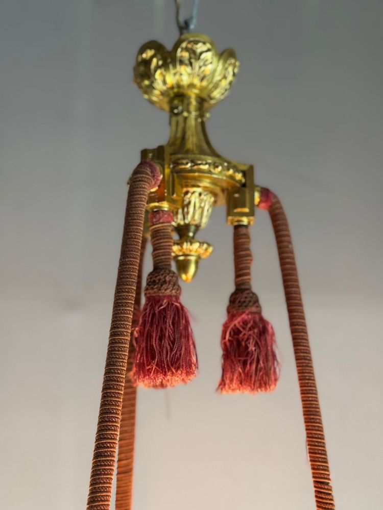 Lustre Corbeille De Style Louis XVI En Bronze Doré Vers 1880