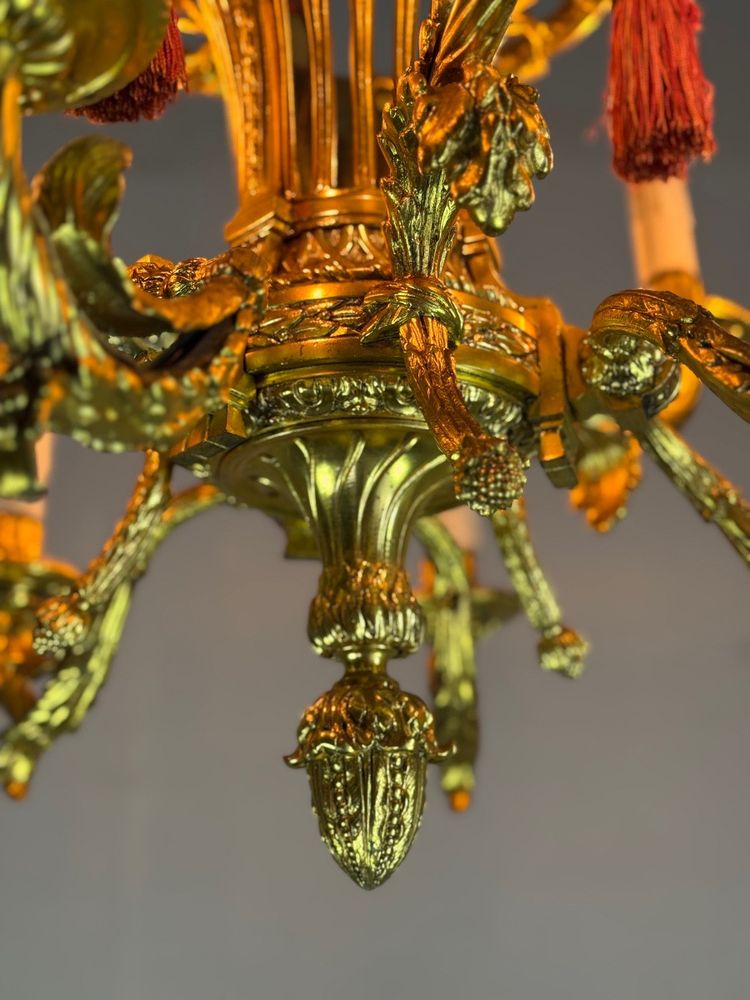 Lustre Corbeille De Style Louis XVI En Bronze Doré Vers 1880