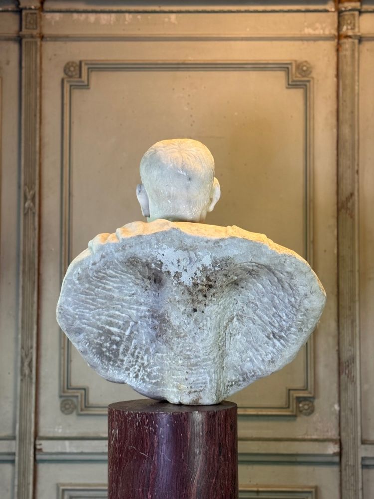 Buste De L’empereur Galba, Marbre Blanc De Carrare, XVIIIème Siècle