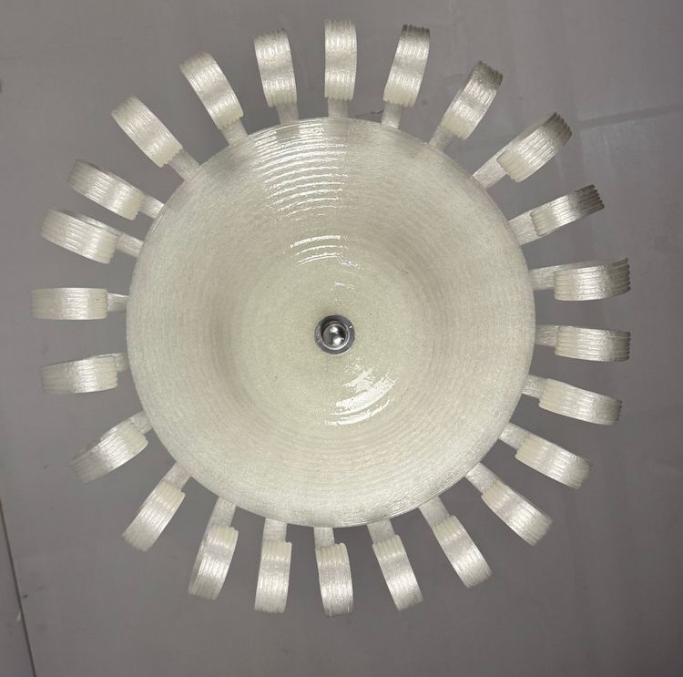 Venetian chandelier in iridescent white Murano glass, circa 1930