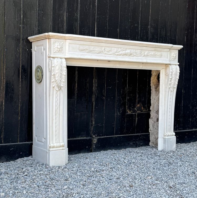 Kamin im Stil Ludwigs XVI. aus Carrara-Marmor, um 1880