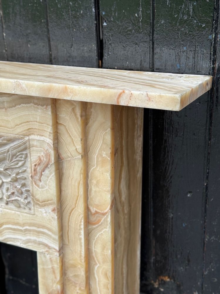 Art Deco fireplace in beige onyx, circa 1920