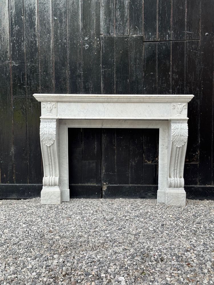 Charles X fireplace in Carrara marble, 19th century