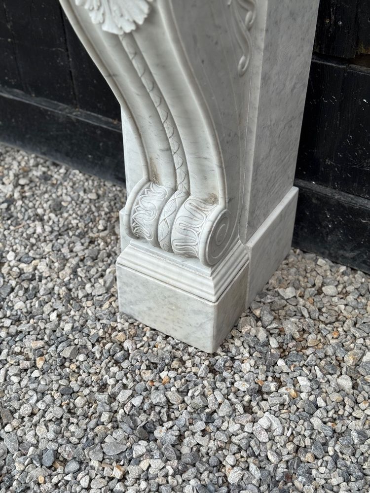 Charles X fireplace in Carrara marble, 19th century