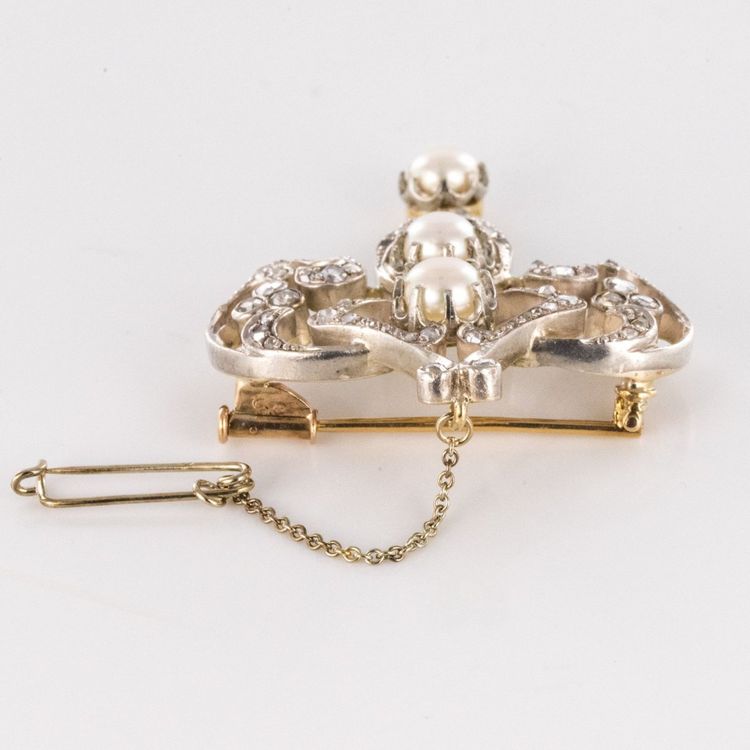 Antike Brosche Perlen Und Diamanten