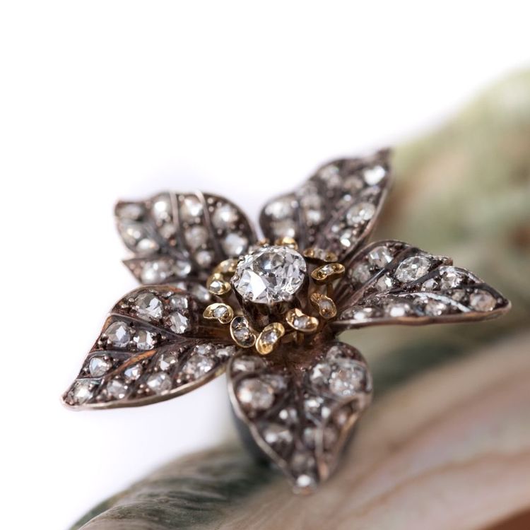 Pendentif Ancien Fleur Diamants