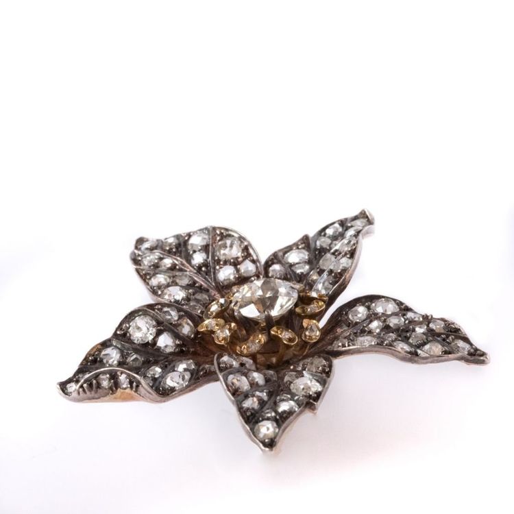 Pendentif Ancien Fleur Diamants