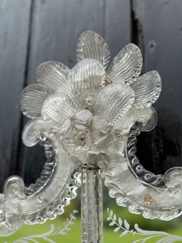 Specchio veneziano in vetro di Murano incolore, circa 1940