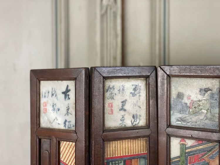 Chinese Screen Genre Scene on Alabaster
