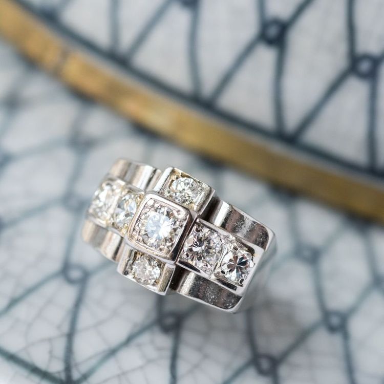Art Deco Ring Diamanten Platin