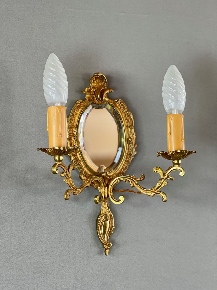 Pair of Mirror Wall Sconces – Louis XV Style