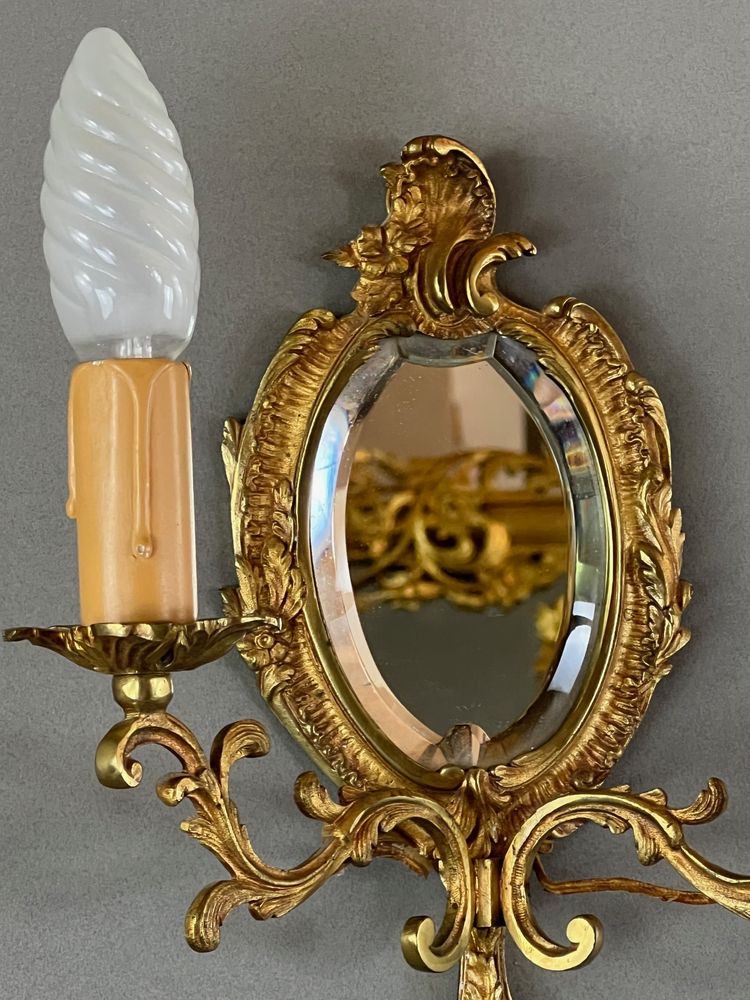 Pair of Mirror Wall Sconces – Louis XV Style