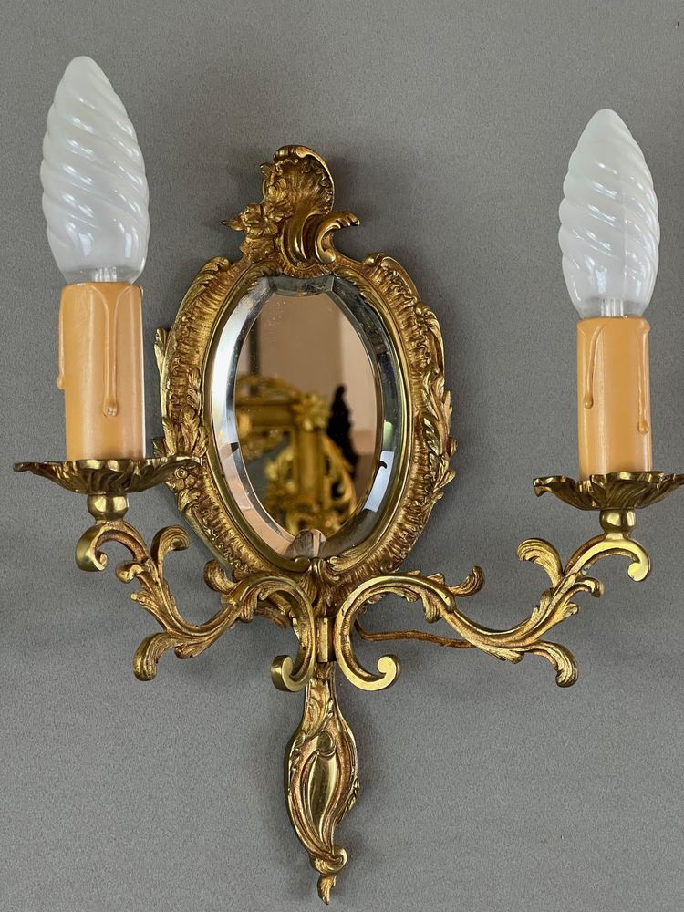 Pair of Mirror Wall Sconces – Louis XV Style