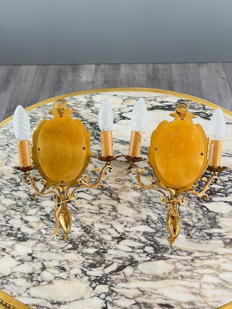 Pair of Mirror Wall Sconces – Louis XV Style
