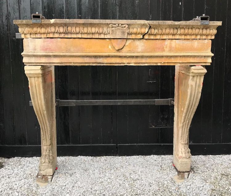 Fireplace in loam stone, Italy, 18th century