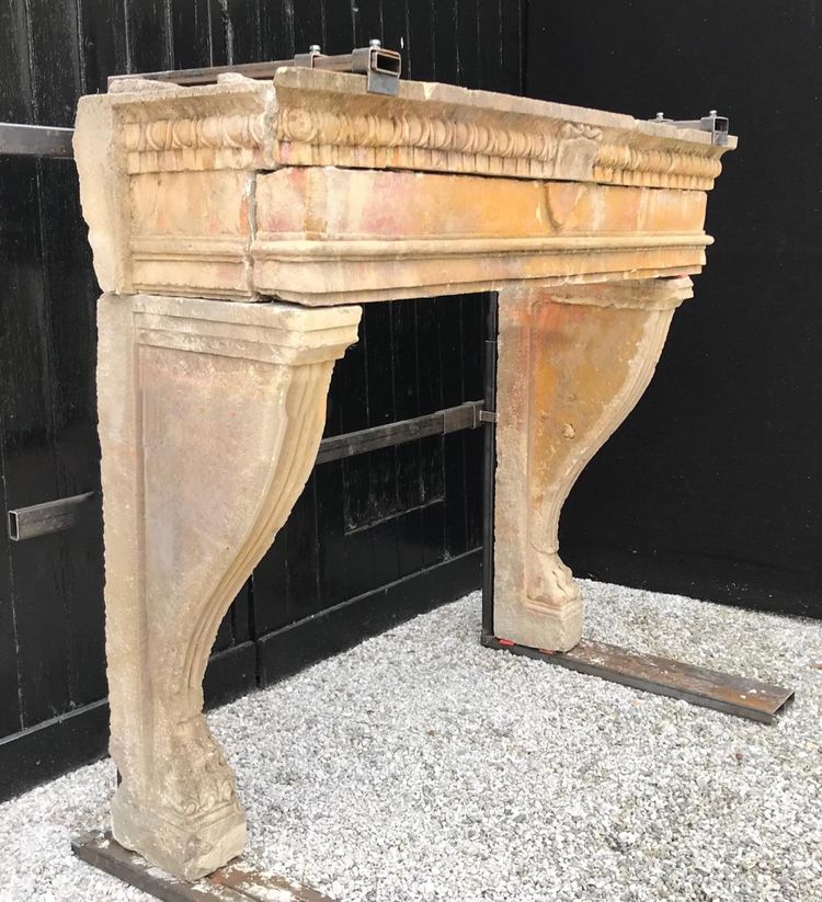 Fireplace in loam stone, Italy, 18th century