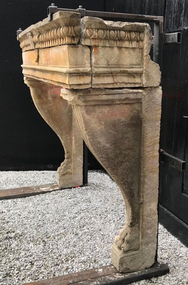 Fireplace in loam stone, Italy, 18th century