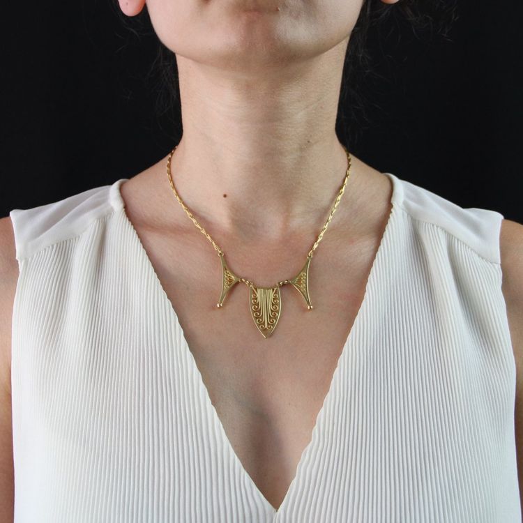 Collier Or Jaune Motif Filigrané