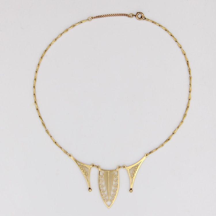 Collier Or Jaune Motif Filigrané