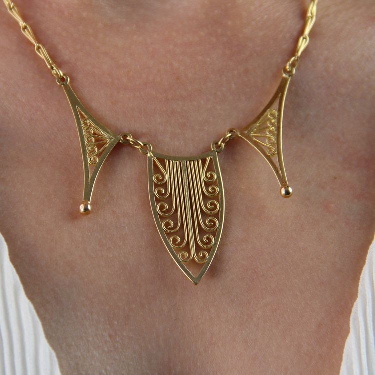 Collier Or Jaune Motif Filigrané