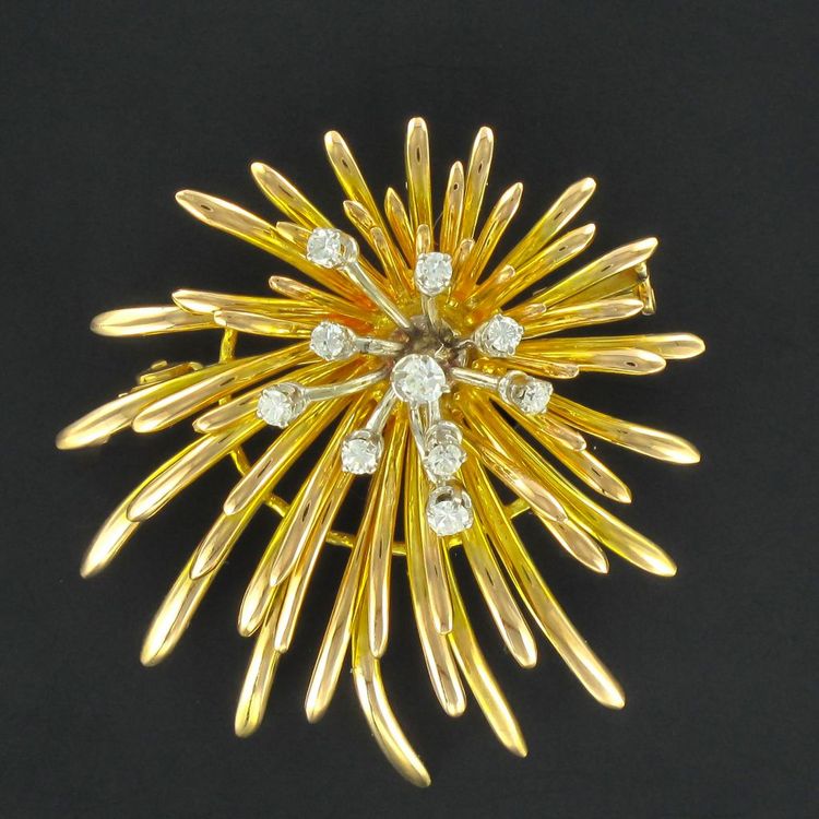 Spilla d'oro vintage con diamanti