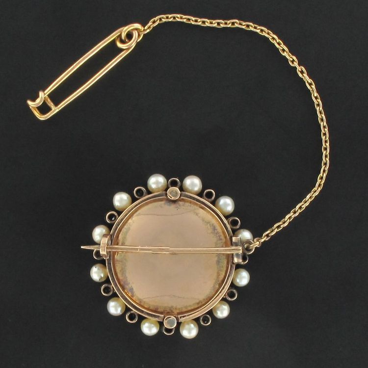 Antike Brosche Miniatur Feinperlen Und Diamanten