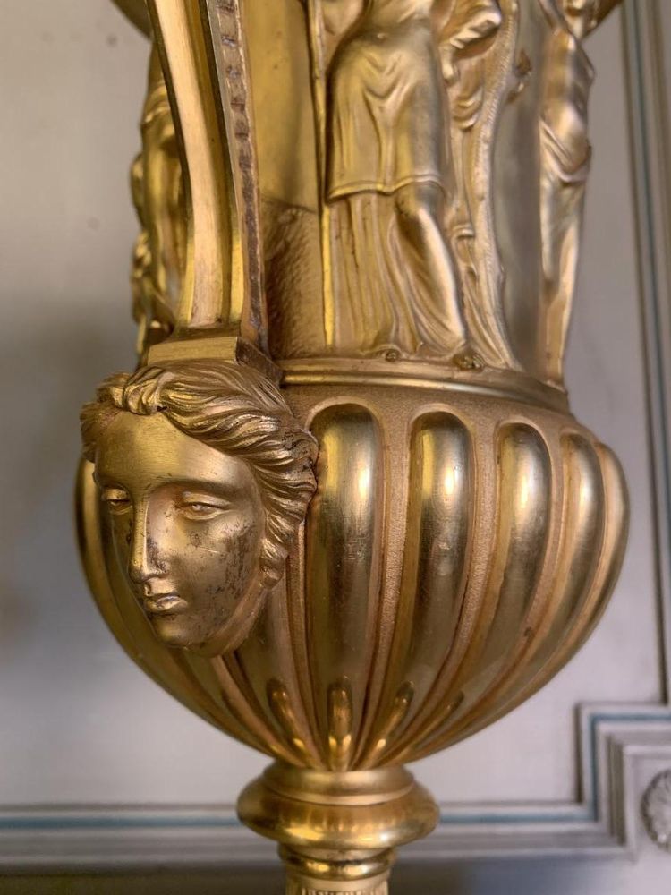 Gilt Bronze Urn, Griotte Red Marble Base