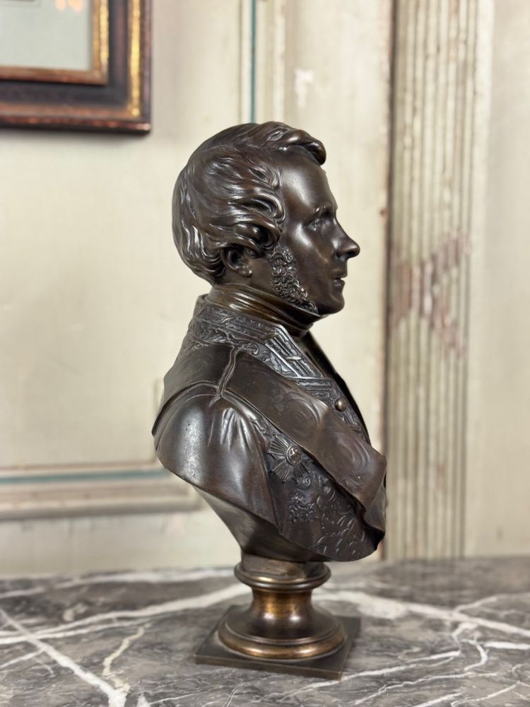 Buste en bronze de L’amiral Hucos, signé Dubray 1854