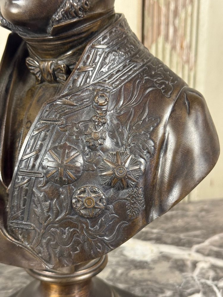 Buste en bronze de L’amiral Hucos, signé Dubray 1854