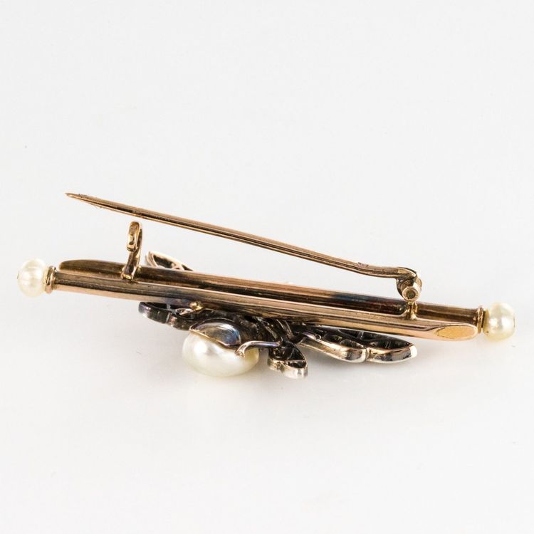 Broche Ancienne Insecte Perle Fine Saphir Et Diamants