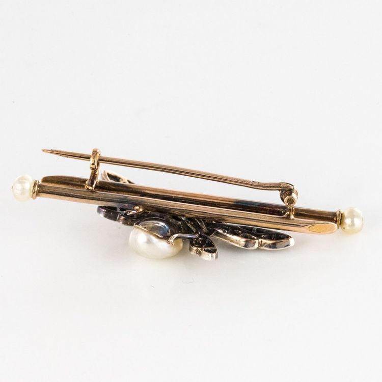 Broche Ancienne Insecte Perle Fine Saphir Et Diamants