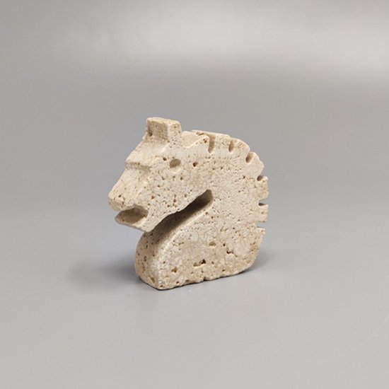 1970 Original sculpture of horse in travertine by Enzo Mari for F.lli Mannelli