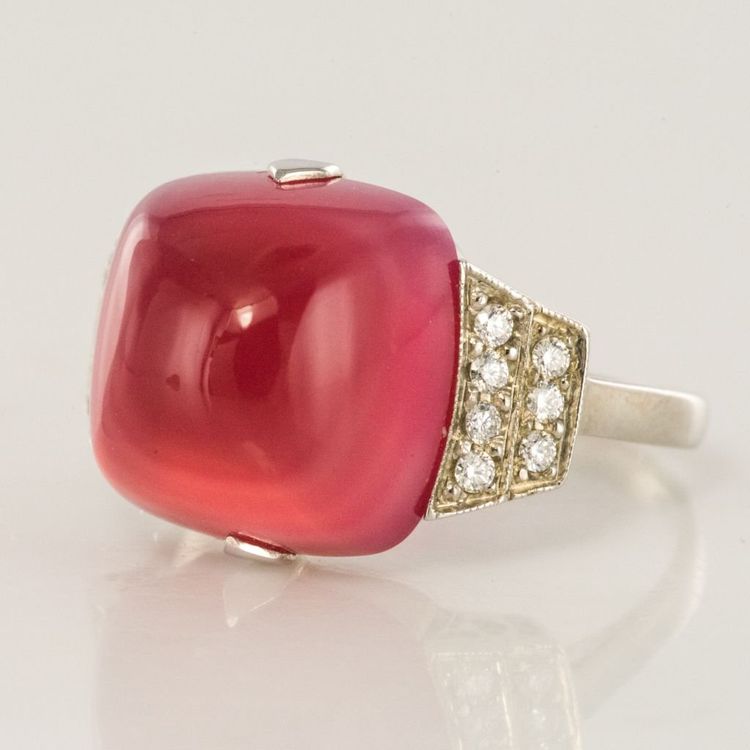 Ring Chalcedon Zuckerhut Und Diamanten