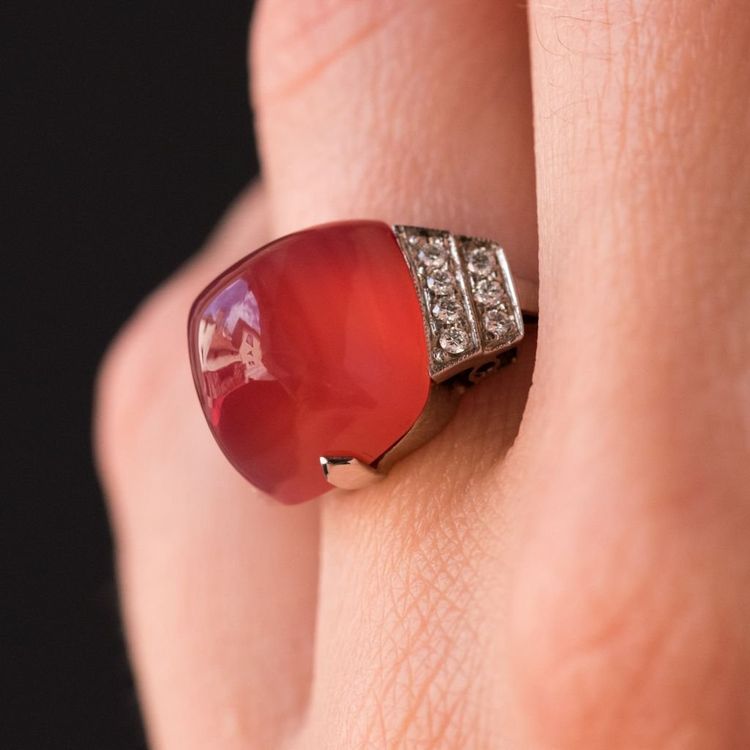 Ring Chalcedon Zuckerhut Und Diamanten