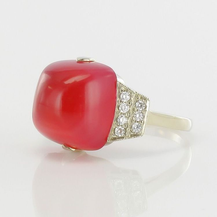 Ring Chalcedon Zuckerhut Und Diamanten