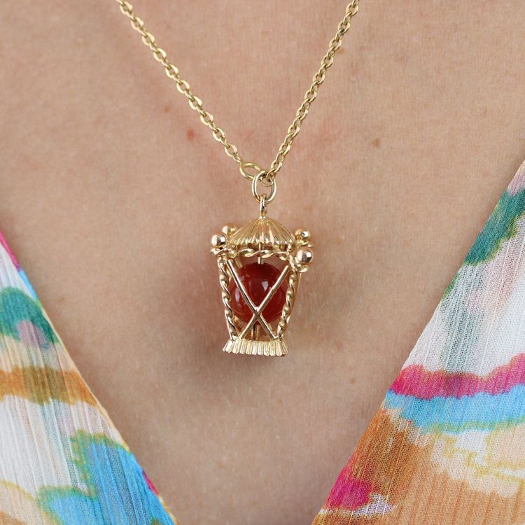 Pendentif Or Pagode Cornaline