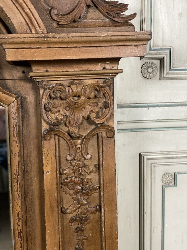 Miroir En Bois Sculpté Peint , XVIIIème Siècle